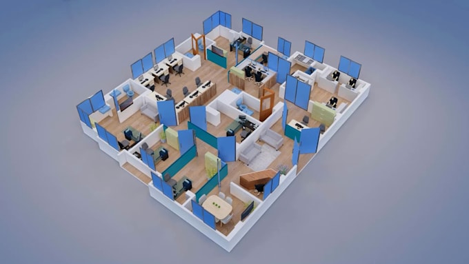 3d floor plan, office design, interior, bedroom, living room 08