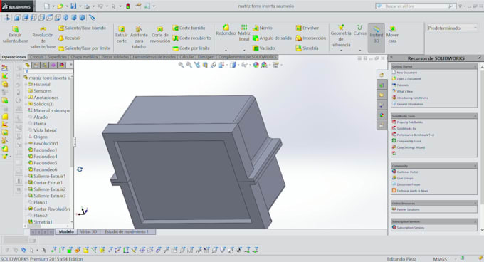 diseño de matrices para moldes de yeso en solidworks