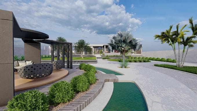 do landscape design and construction drawing of villa