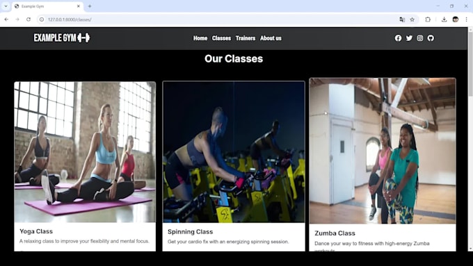 create a modern gym website using django and javascript