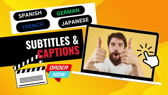 Add subtitle or caption to your english to spanish, french and german