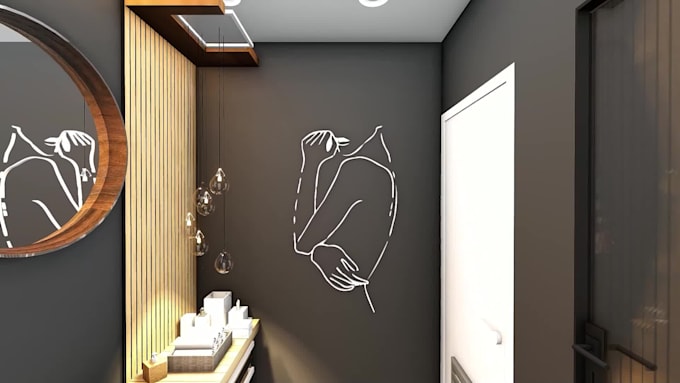 do modern bathroom interior design and realistic 3d render