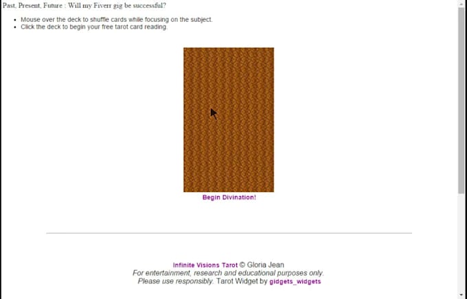 provide you with an HTML Tarot Card Reading Widget