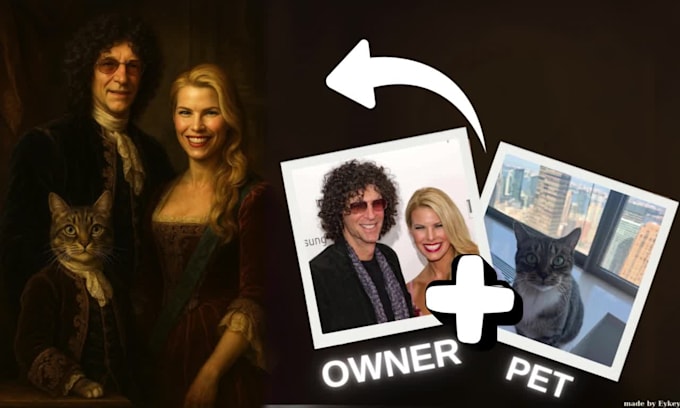 create a custom royal style portrait of you and your pet