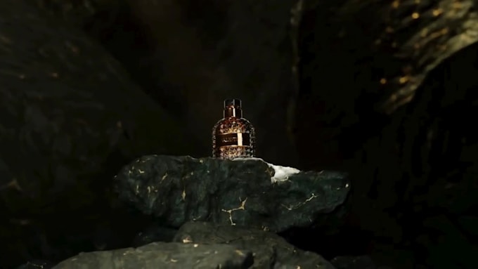 create a realistic perfume bottle, perfume bottle render, 3d perfume animation