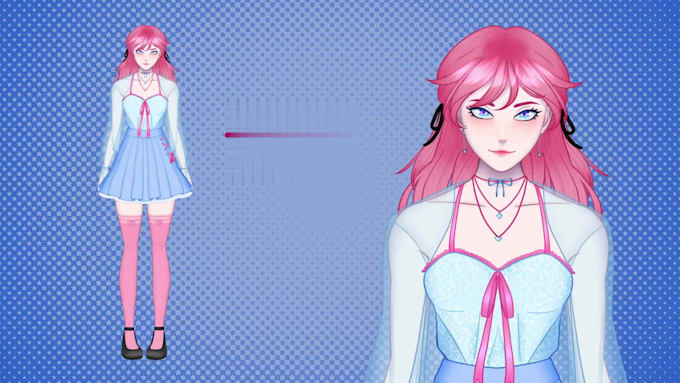 draw and rig a custom 2d vtuber design, live2d vtuber model vtuber outfit
