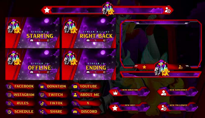 design animated overlay for twitch, kick