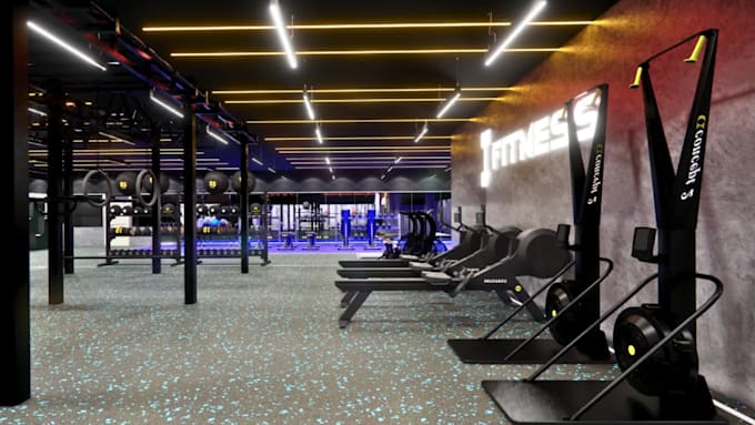 design your gym interior and 3d rendering