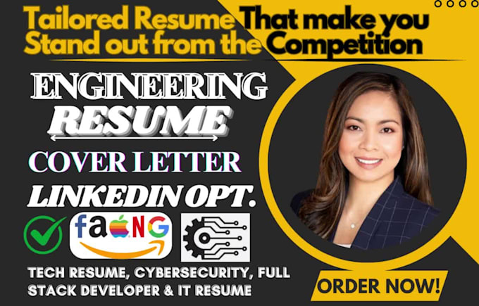 write professional engineering resume, tech, IT, technical, software engineer cv