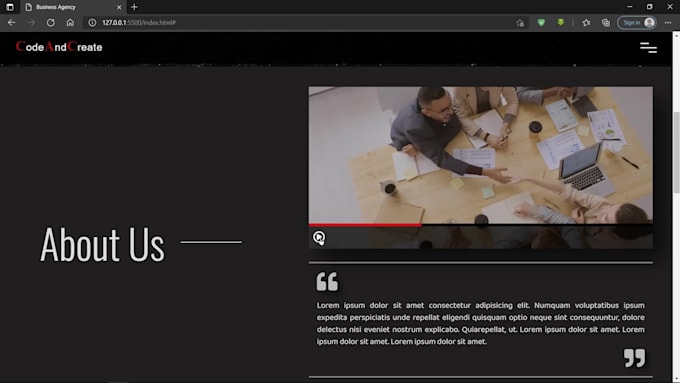 create a responsive frontend website for your business