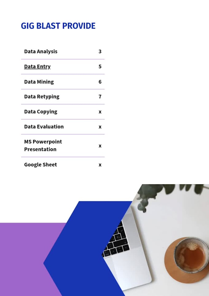 do data entry, analysis, and presentation in ms office