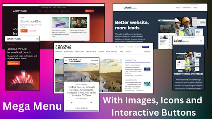 design or fix header, footer, megamenu for wordpress website