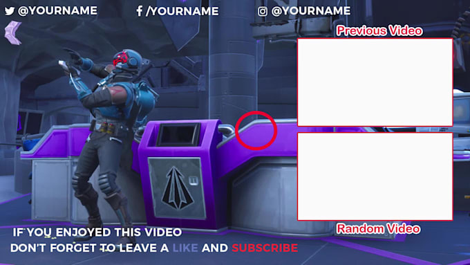 create a youtube video outro fortnite style in HD