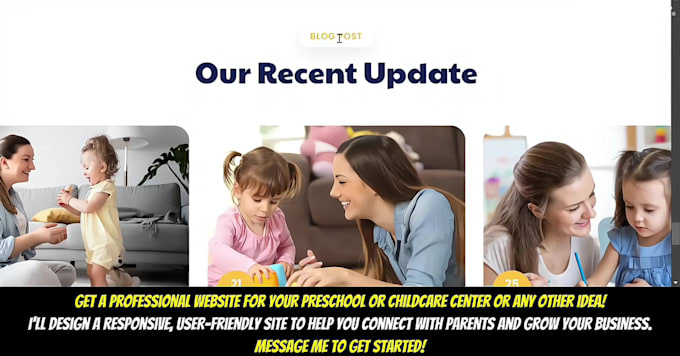 create kindergarten, preschool, childcare, daycare website