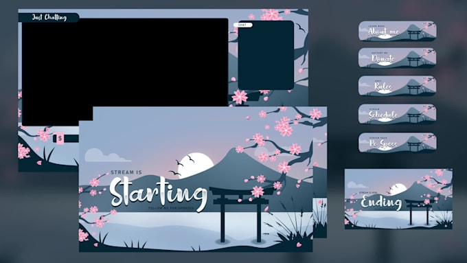 design animated vtuber twitch stream overlays, alerts