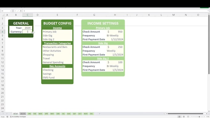 generate monthly pre filled PDF budget templates