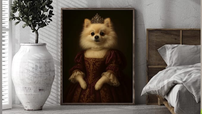 create a custom royal pet and owner portrait in classical style