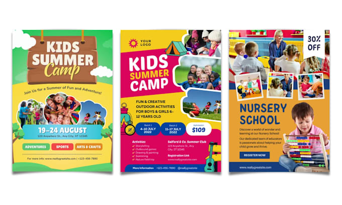 create school posters, educational flyers, and kids banners