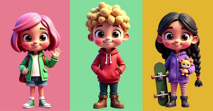 create 3d models of cute characters for you