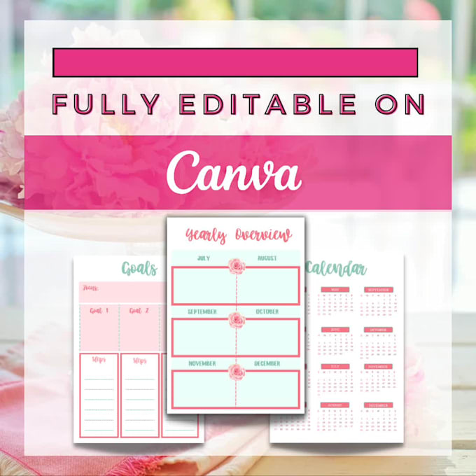 Design your custom editable planner pages on canva by Mouno_ Fiverr
