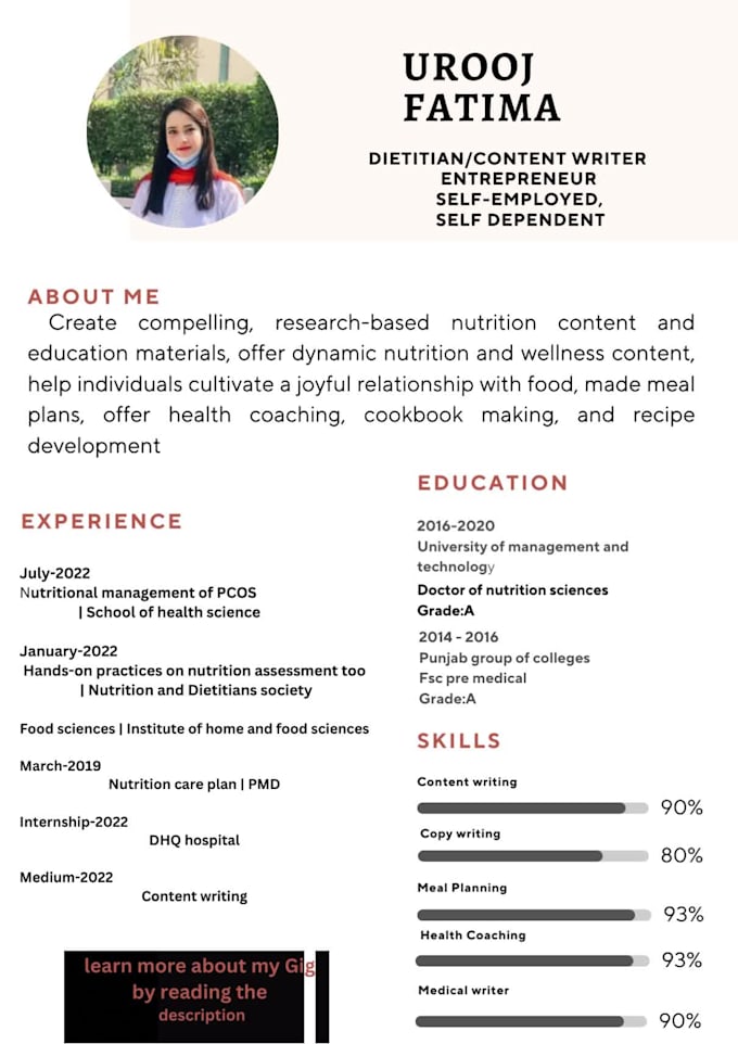 write health and fitness blogs and articles as a skilled nutritionist