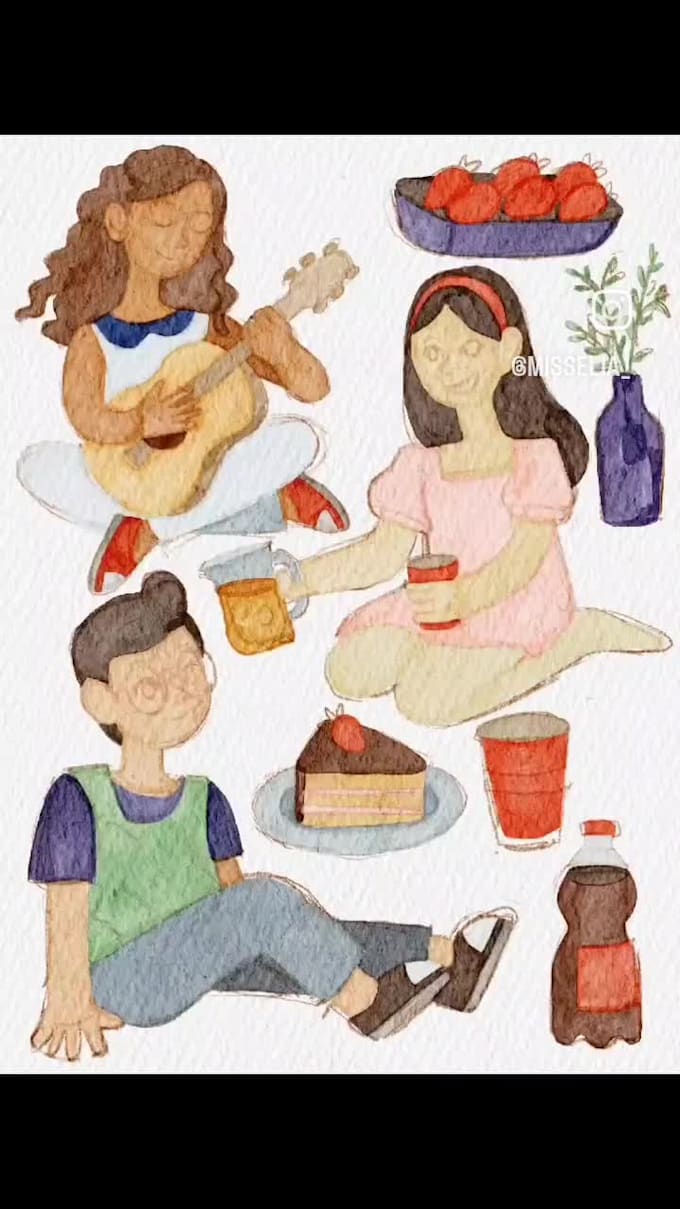 create unique watercolor character illustration