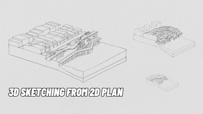 create hand drawn landscape design sketch from your 2d plan