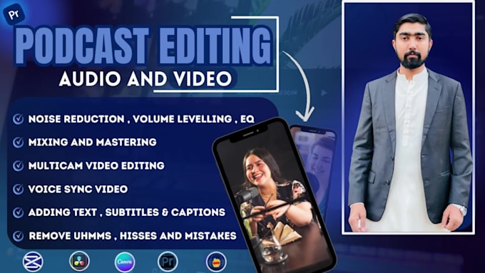 do audio podcast editing with mixing and mastring
