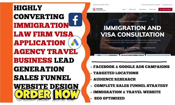 generate immigration law firm, visa, travel agency leads and website design