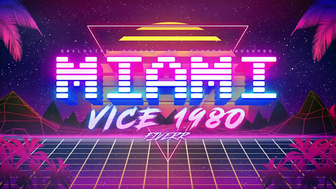 Create miami vice 80s retro synthwave neon logo designs by