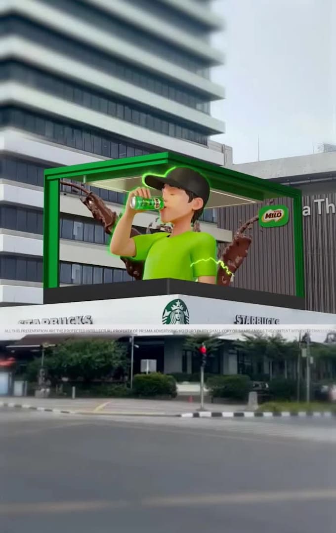 create 3d billboard animation, cgi anamorphic  3d cgi for trade show