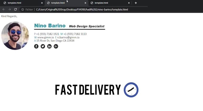 make html email signature for your outlook, gmail and apple