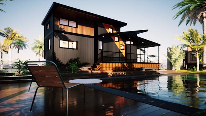 3d model shipping container homes, restaurants and offices