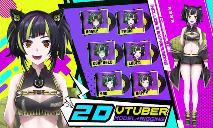 make custom anime 2d vtuber avatar ready for rigging live2d