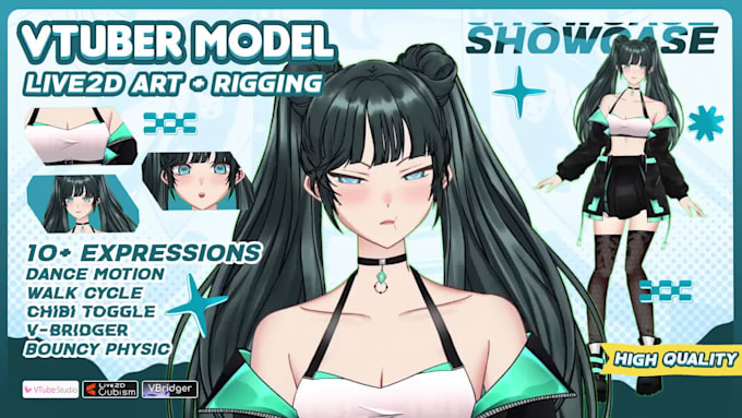 draw professional live2d vtuber model with rigging and expression movement