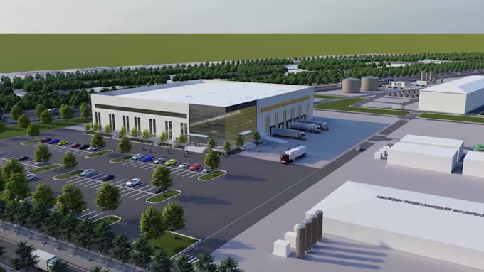 design a 3d model,walkthrough video for warehouse, industrial building
