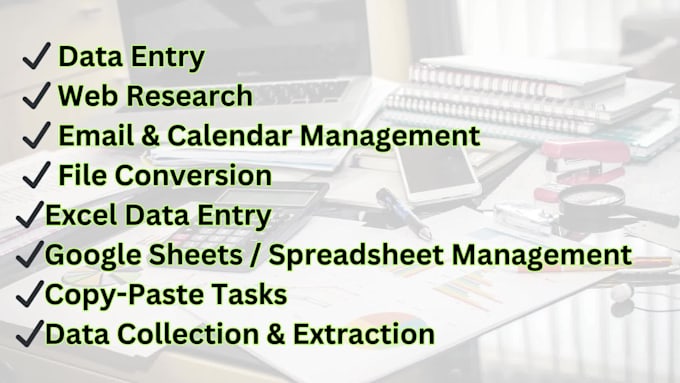 be your virtual assistant for data entry and web research