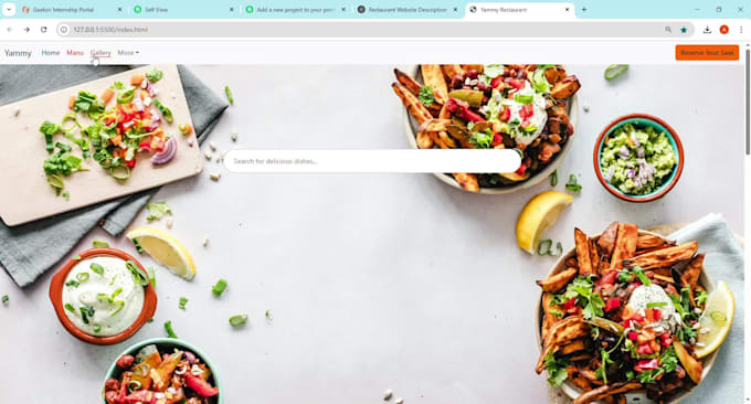 create a professional food and restaurant website