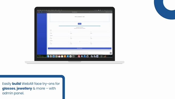 build virtual try on webar for glasses, hat, etc with admin panel
