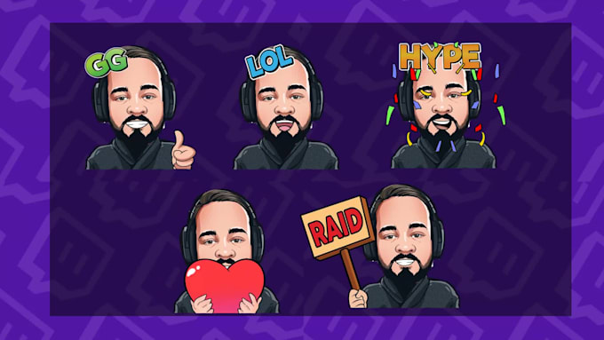design kick emotes, twitch, animated emotes, badges,  stickers, youtube, tiktok