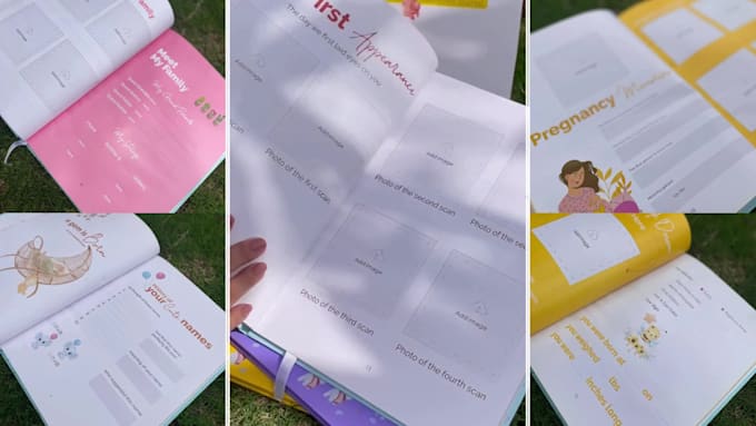 design baby memories and pregnancy book, milestone cards