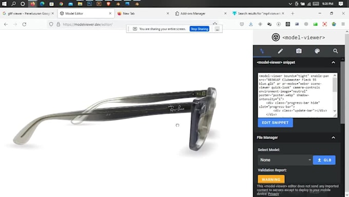 create and convert 3d model glb, gltf, usdz for web ar and shopify