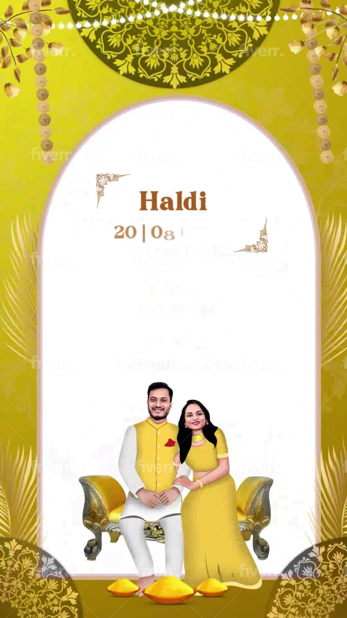 Do caricature wedding invitation image and video by Boopathi_design | Fiverr