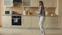 create funny female happy dance celebrating video ad