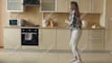 create funny female happy dance celebrating video ad