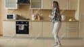 create funny female happy dance celebrating video ad