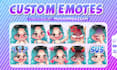 create custom chibi emotes for twitch, discord, vtuber stream or animated emotes