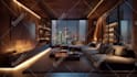 create dark luxury apartment rain video