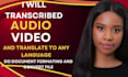 do spanish, german, french, english video transcription, translate and subtitle