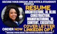 create professional architecture resume construction mechanical and cover letter